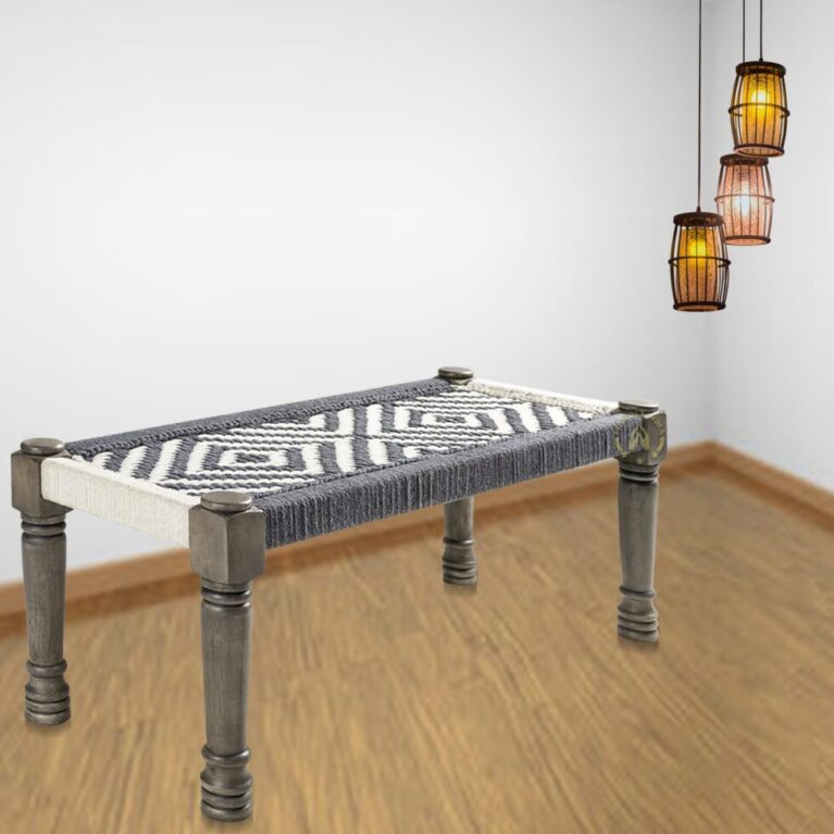 Grey White Rope Bench
