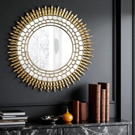 Golden Lotus Orbit Wall Mirror