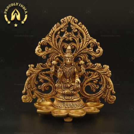 6 Wick Engraved Floral Background Laxmi Diya