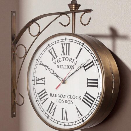 Brass Plain Double Sided Victoria Wall Clock