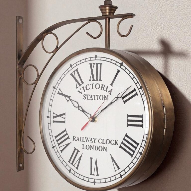 Brass Plain Double Sided Victoria Wall Clock