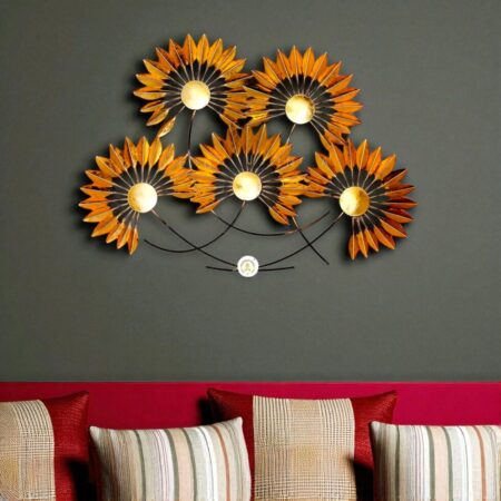 Golden Bloom Waltz Iron Wall Art Mural