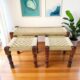 Handwoven Rope Bench with 2 Nested Stools