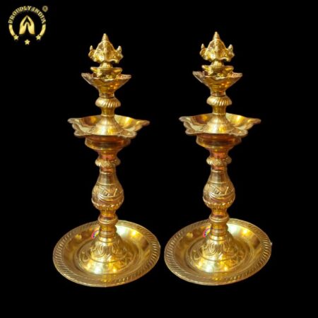 Brass Ganesh 5-Wick Kuthu Vilakku