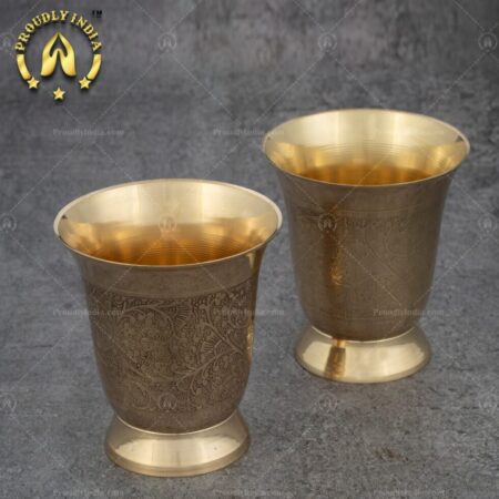 Set of 2 Embossed Heavy Brass Tumbler