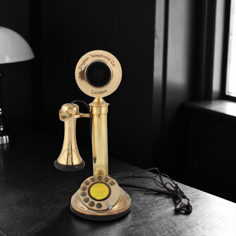 Gold Metal Brass Pot Candle Stick Retro Telephone