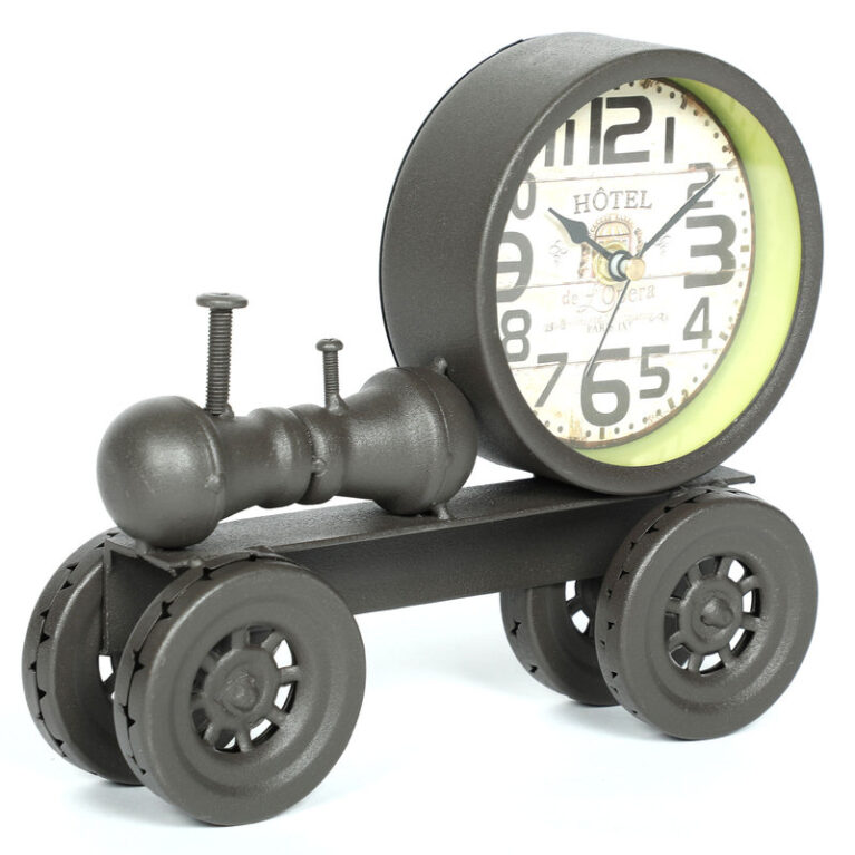 Cannon Rustic Vintage Table Clock In Black Iron