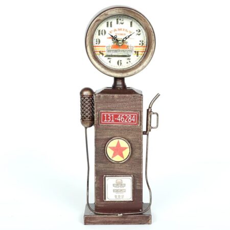 Vintage Pump Station Iron Table Clock