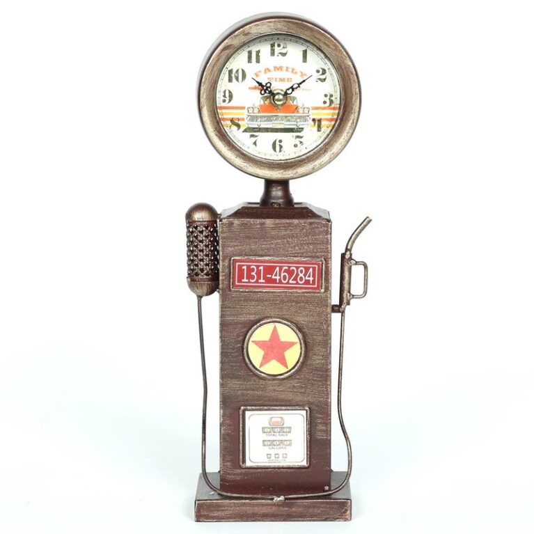Vintage Pump Station Iron Table Clock