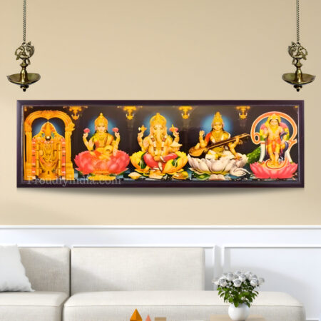 Five Hindu God And Goddess Photos In A Single Frame