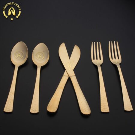 Solid Brass 6 Spoon 6 Fork and 6 Knief