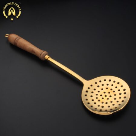 Brass Skimmer With Wooden Handle