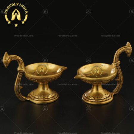 Brass lamp Peacock Diya Set of 2