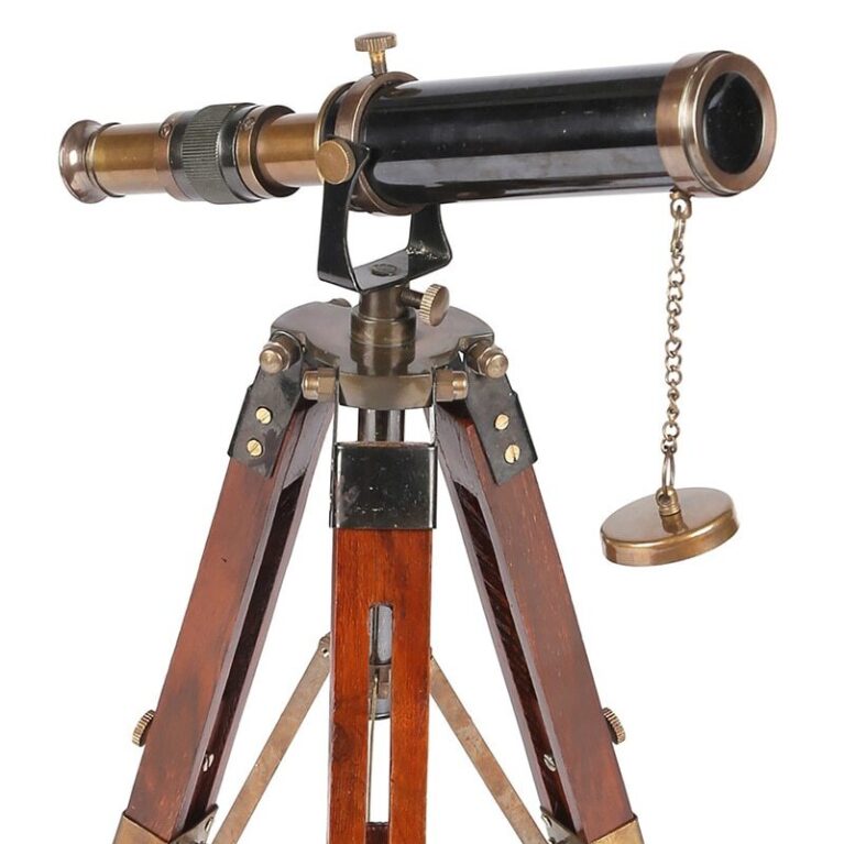 Brown And Brass Telescope With Tripod Stand