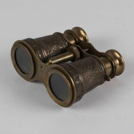 Brass Brown Binoculars With Leather Pouch
