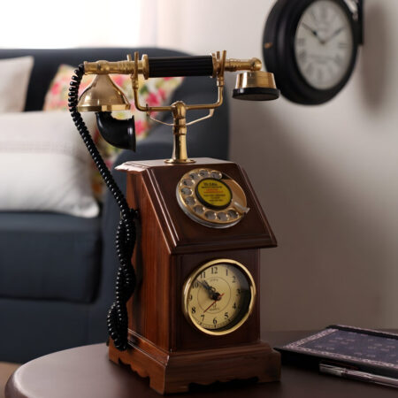 Retro Box Telephone With Clock