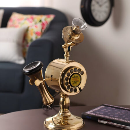 Gold Metal Antique Brass Rhombus Candle Stick Telephone