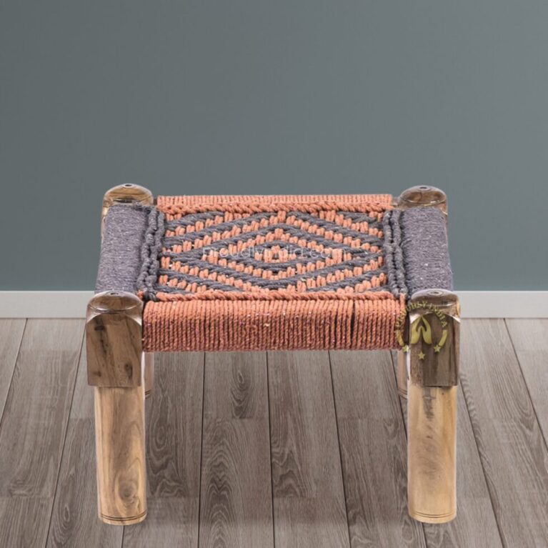 Grey & Orange Knitted Chowki