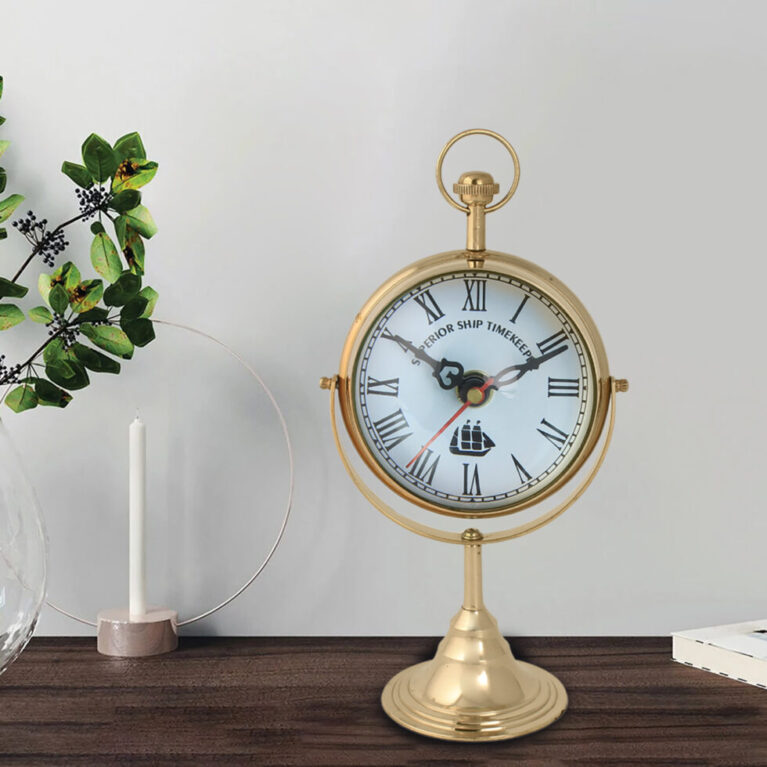 Brass Analog Victoria London Table Clock