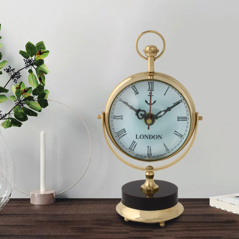 Black & Gold Brass Table Clock