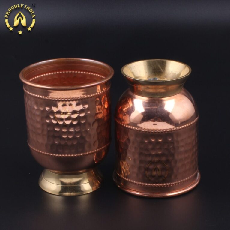Copper Glass With Brass Stand