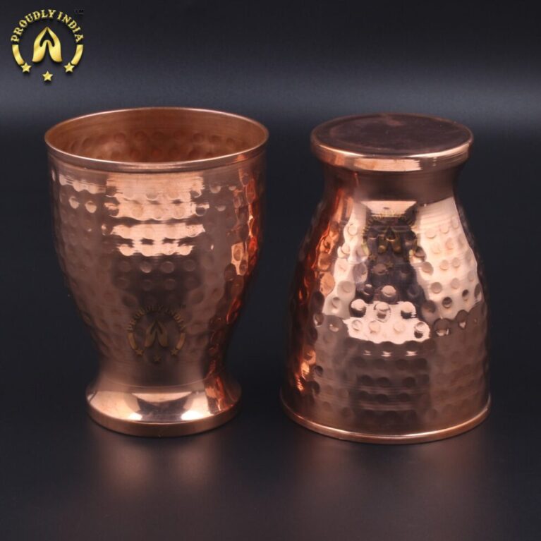 Set of 2 Copper Embossed Glass 420 ml