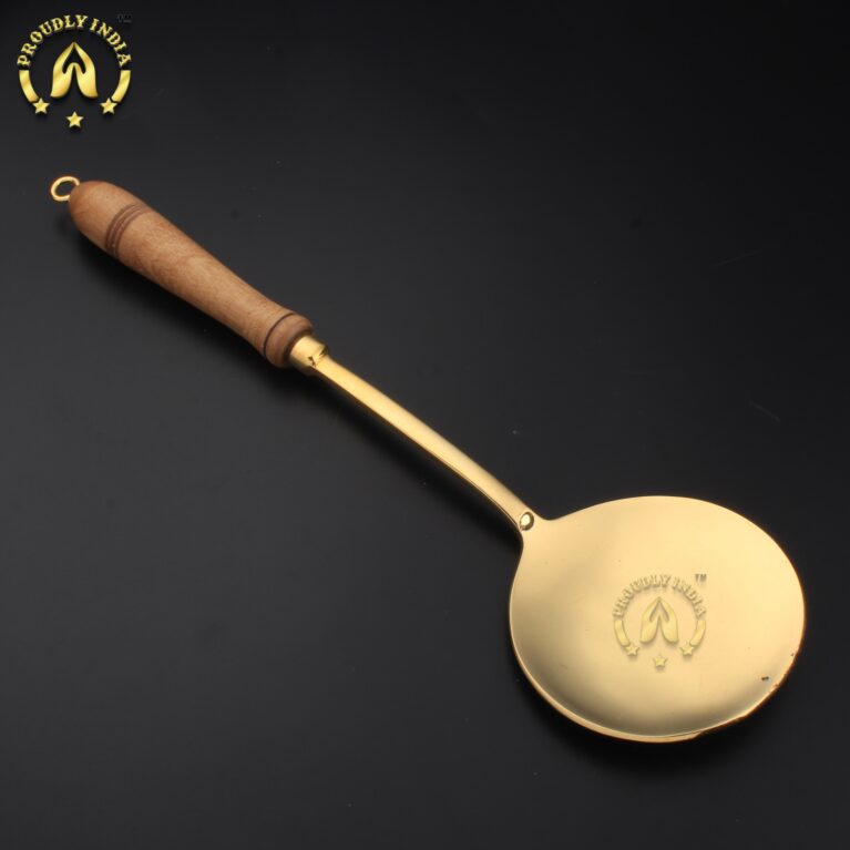 Brass Serving Ladle with Wooden handle