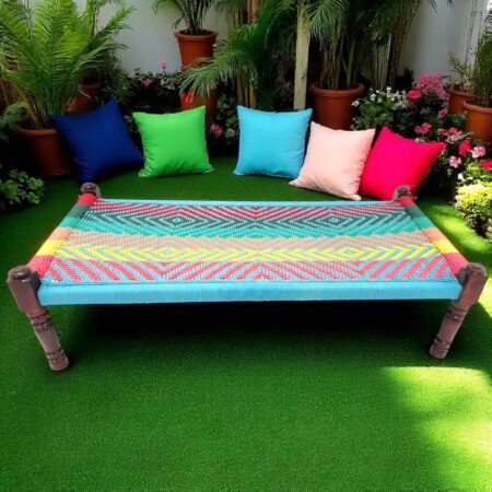 Blue with Multicolor Wooden Daybed
