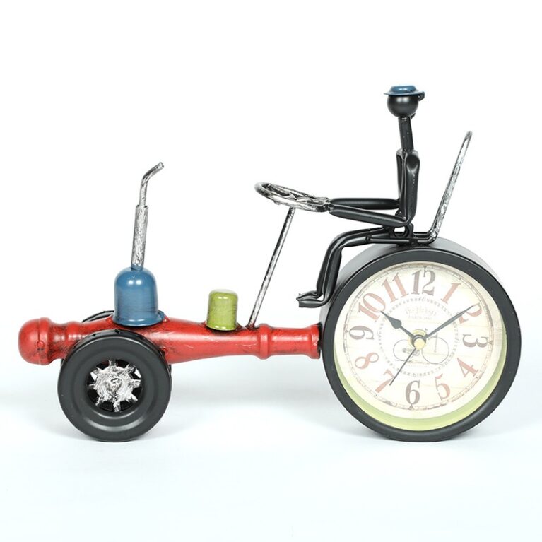 Black And Red Iron Vintage Tractor Table Clock