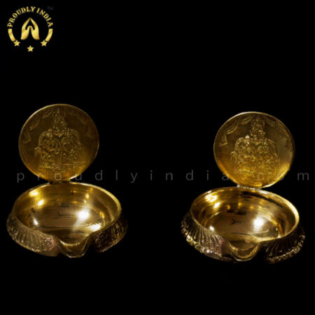 12 Kubera Lakshmi Deepam Oil Lamp with 12 Brass Coins
