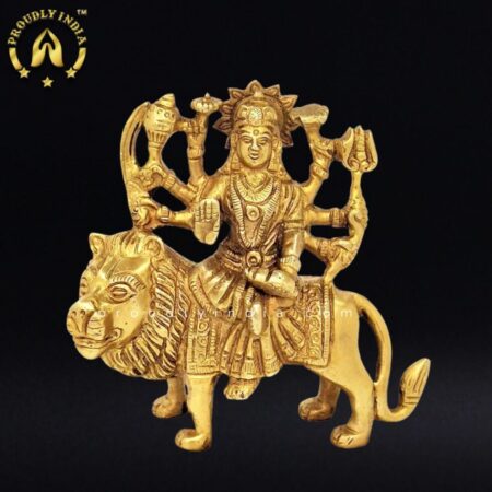 3.7″ Goddess Durga on Lion Statue
