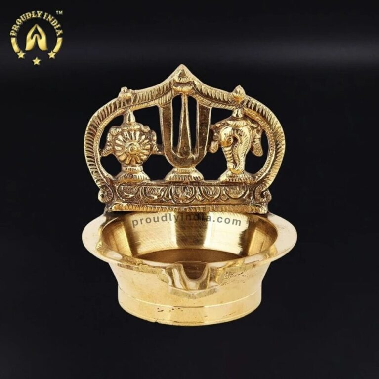 Antique Shankh Chakra Namah Oil Lamp